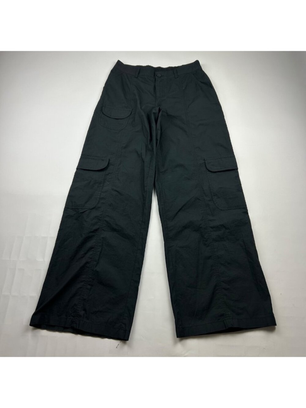 Wild Fable Dark Charcoal Poplin Canvas Wide Leg Cargo Pant XS
